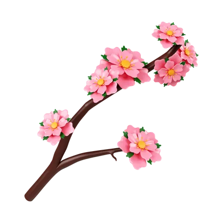 3 D Sakura Flowers Icon Isolated On White Background 3 D Rendering Illustration Clipping Path 3D Icon