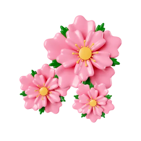 3 D Sakura Flowers Icon Isolated On White Background 3 D Rendering Illustration Clipping Path 3D Icon