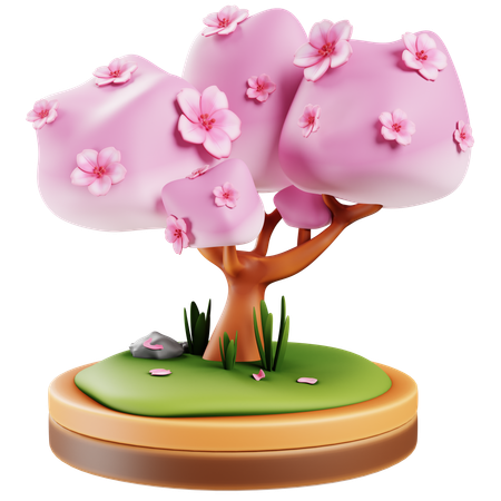 정원 한가운데 있는 벚꽃  3D Icon