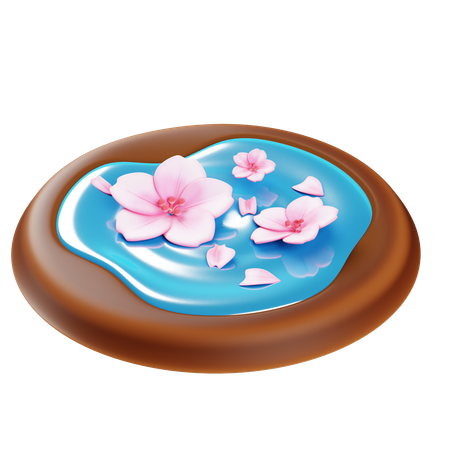Sakura Petals Floating on Water  3D Icon