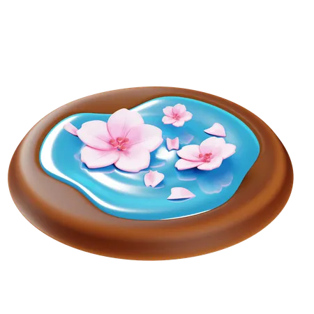 Sakura Petals Floating on Water  3D Icon