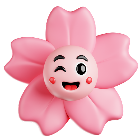 Sakura with Winking Face  3D Icon