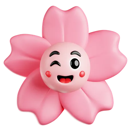 Sakura with Winking Face  3D Icon