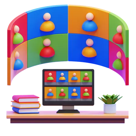 Sala de aula virtual  3D Icon