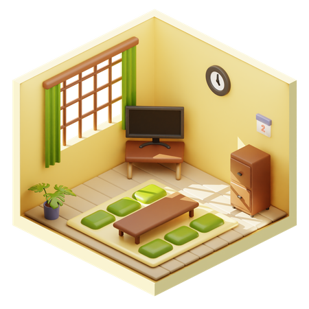 Sala de estar japonesa  3D Icon
