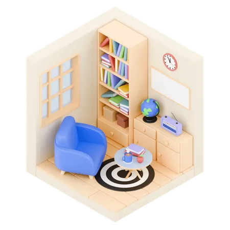 Sala de leitura  3D Illustration