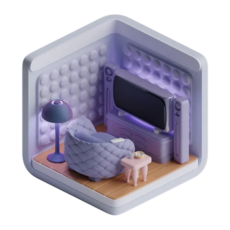 Cuarto de televisión  3D Icon