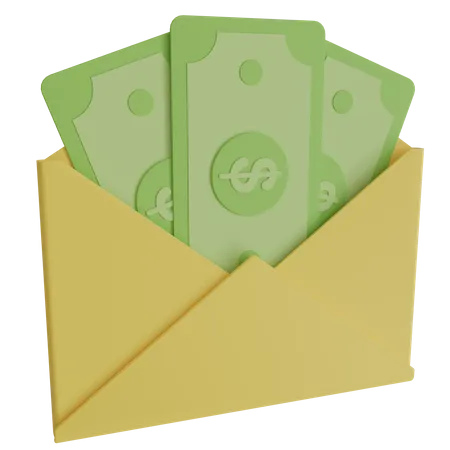 Dollar Bills In An Envelope 3D Icon