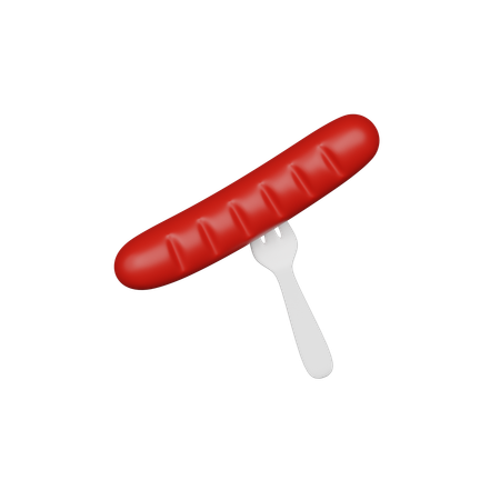 Salchicha con tenedor  3D Icon