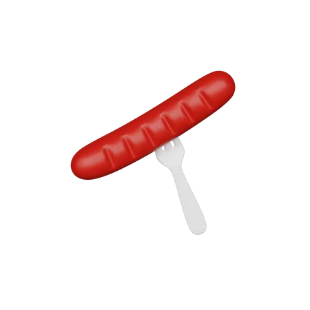 Salchicha con tenedor  3D Icon