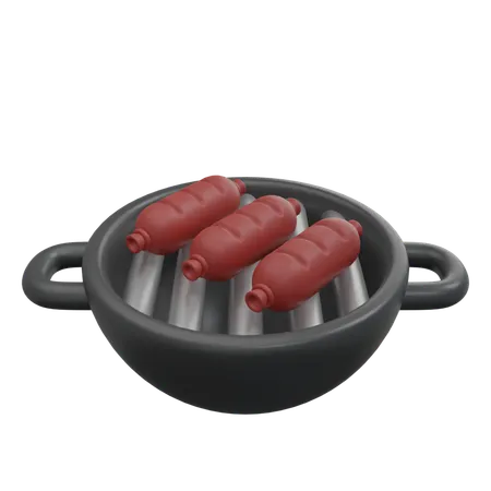 Parrilla de salchichas  3D Icon