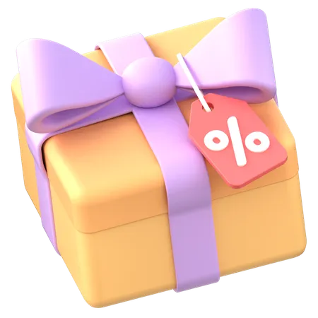 Present Box With Sale Tag Illustration In 3 D Design 3D Icon