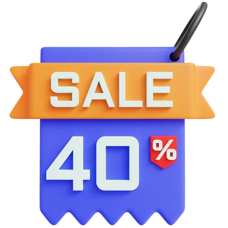 3 D Sale 40 Percent With Isolated Background 3D Icon