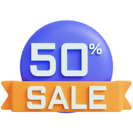3 D Sale 50 Percent With Isolated Background 3D Icon