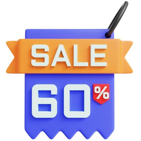 3 D Sale 60 Percent With Isolated Background 3D Icon