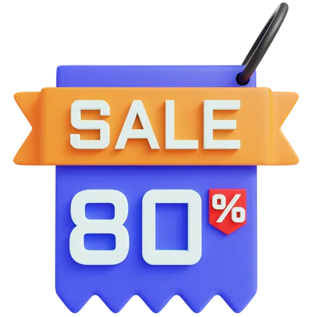 3 D Sale 80 Percent With Isolated Background 3D Icon