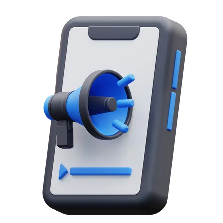 3 D Illustration Cartoon Image Of A Phone With A Blue Megaphone On It 3D Icon