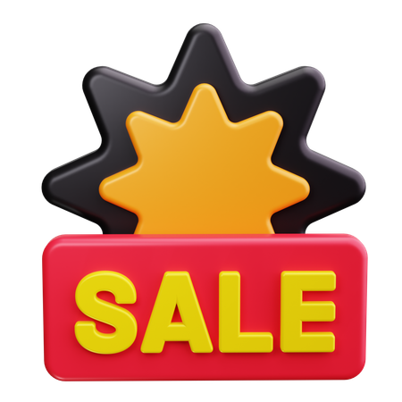 Sale Banner with Stars  3D Icon