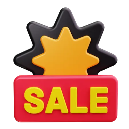 Sale Banner with Stars  3D Icon