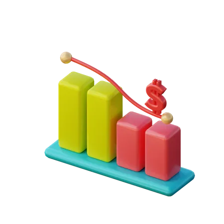 Sale Loss Graph  3D Illustration