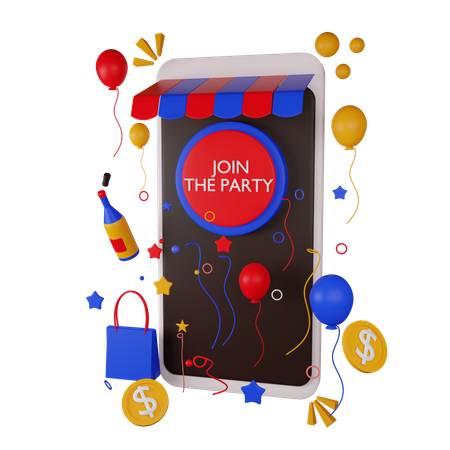 Sale Online Party  3D Icon