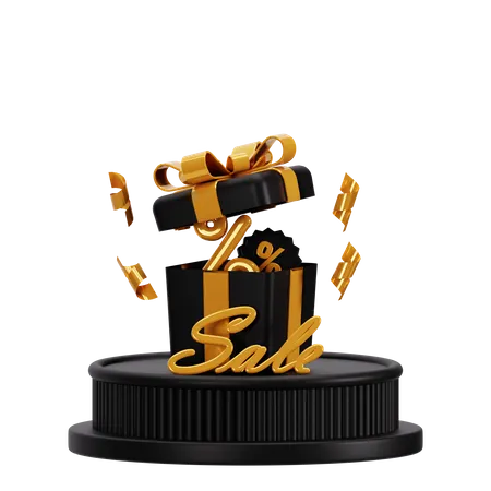 3 D Podium Black Friday With Gift Box 3D Icon