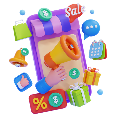 Sale Promotion Mobile Shopping  3D Illustration