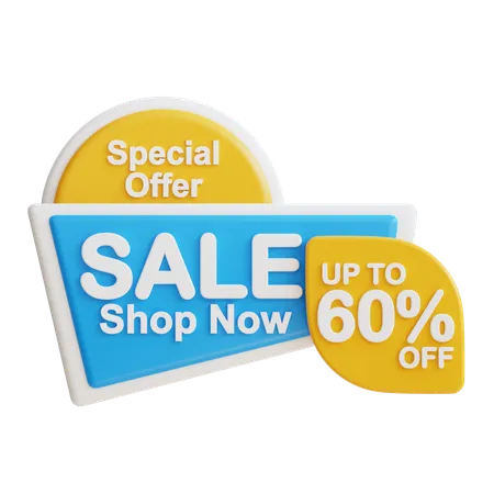 3 D Sale Shop Now 60 Percent 3D Icon