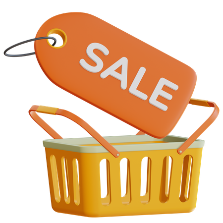 Sale Tag With Shopping Basket  3D Icon