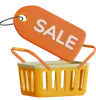 Sale Tag With Shopping Basket