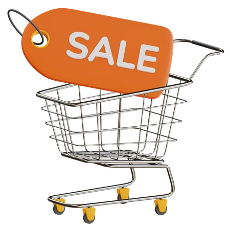 3 D Sale Tag With Trolley Illustration 3D Icon