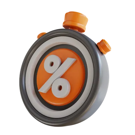 3 D Illustration Stopwatch And Discount Time 3D Icon