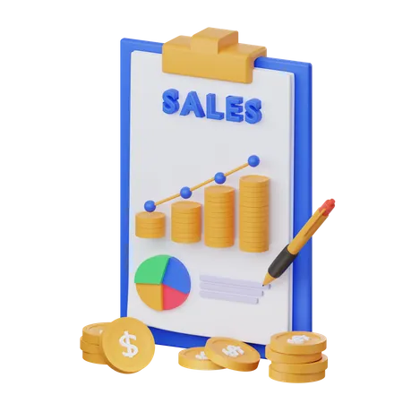 Sales Analysis Report 3D Illustration