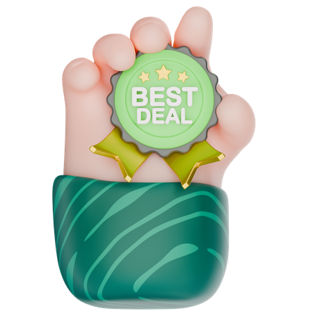 Sales Badge Best Deal Hand Gesture  3D Icon