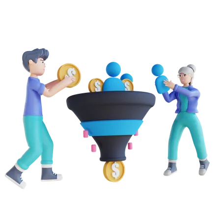 Sales funnel  3D Illustration