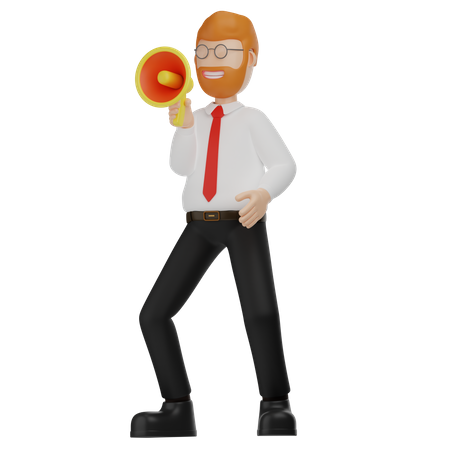 Sales Man Holding Megaphone  3D Illustration