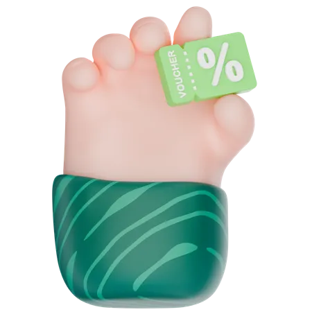 Sales Voucher Hand Gesture  3D Icon