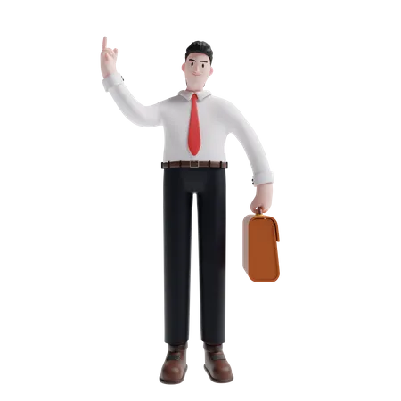 Salesman holding briefcase  3D Illustration