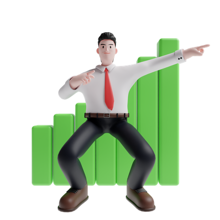 Salesman indicating sales growth  3D Illustration