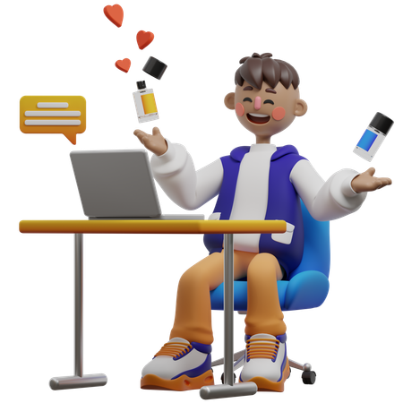 Salesman Promoting Product On Live  3D Icon