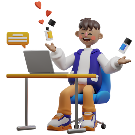 Salesman Promoting Product On Live  3D Illustration