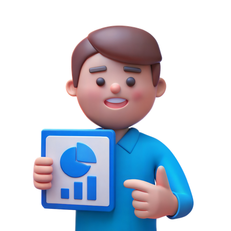 Salesperson with Chart  3D Illustration