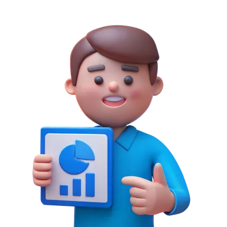 Salesperson with Chart  3D Illustration