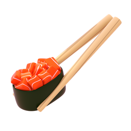 Gunkan De Salmón En Palillo  3D Icon