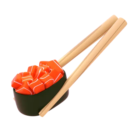 Gunkan De Salmón En Palillo  3D Icon