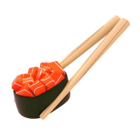 Salmon Gunkan In Chopstick  3D Icon