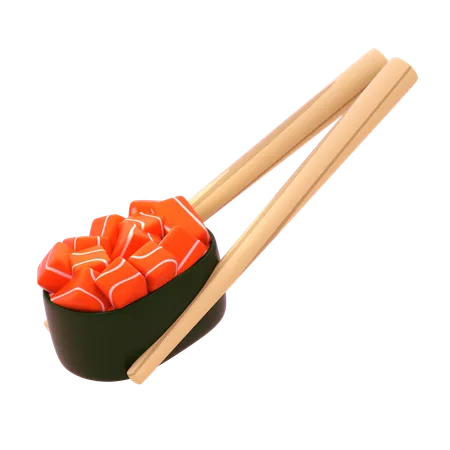 Salmon Gunkan In Chopstick  3D Icon
