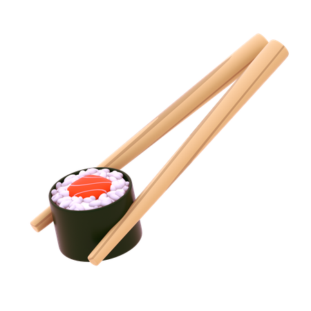 Salmon Hosomaki In Chopstick  3D Icon
