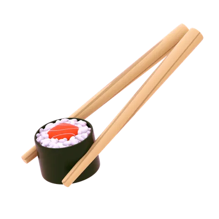 Salmon Hosomaki In Chopstick  3D Icon