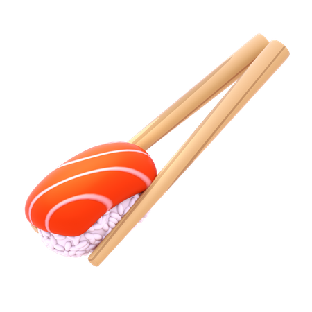 Salmon Nigiri In Chopstick  3D Icon